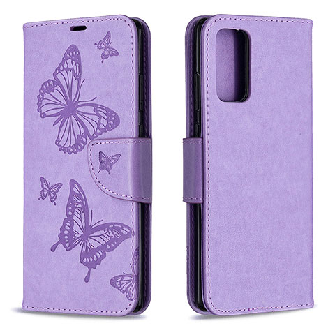 Funda de Cuero Cartera con Soporte Mariposa Carcasa B01F para Samsung Galaxy Note 20 5G Purpura Claro