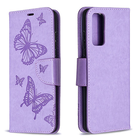 Funda de Cuero Cartera con Soporte Mariposa Carcasa B01F para Samsung Galaxy S20 FE 5G Purpura Claro