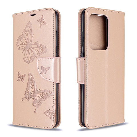 Funda de Cuero Cartera con Soporte Mariposa Carcasa B01F para Samsung Galaxy S20 Plus 5G Oro Rosa