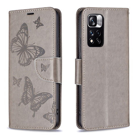 Funda de Cuero Cartera con Soporte Mariposa Carcasa B01F para Xiaomi Mi 11i 5G (2022) Gris