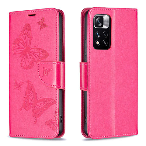 Funda de Cuero Cartera con Soporte Mariposa Carcasa B01F para Xiaomi Mi 11i 5G (2022) Rosa Roja