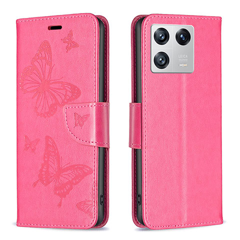 Funda de Cuero Cartera con Soporte Mariposa Carcasa B01F para Xiaomi Mi 13 Pro 5G Rosa Roja