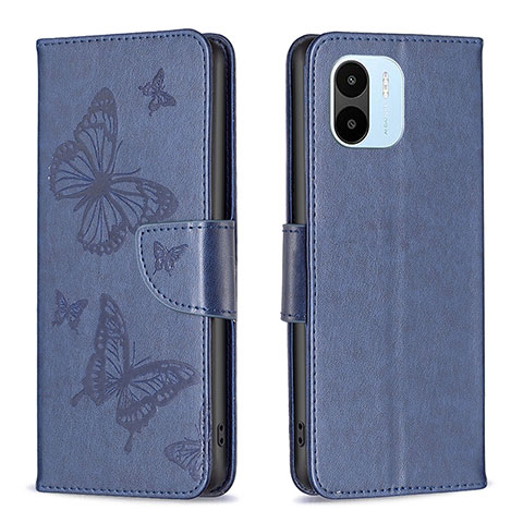 Funda de Cuero Cartera con Soporte Mariposa Carcasa B01F para Xiaomi Poco C50 Azul