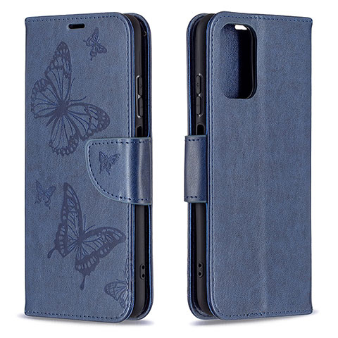 Funda de Cuero Cartera con Soporte Mariposa Carcasa B01F para Xiaomi Poco M5S Azul