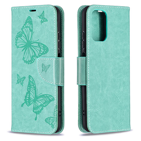 Funda de Cuero Cartera con Soporte Mariposa Carcasa B01F para Xiaomi Poco M5S Verde