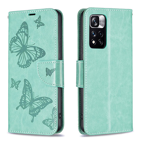 Funda de Cuero Cartera con Soporte Mariposa Carcasa B01F para Xiaomi Poco X4 NFC Verde