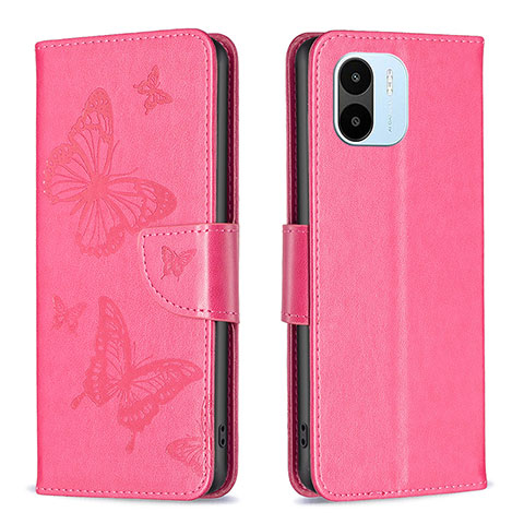 Funda de Cuero Cartera con Soporte Mariposa Carcasa B01F para Xiaomi Redmi A2 Plus Rosa Roja