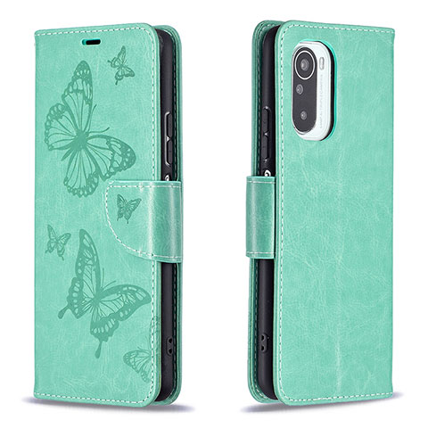 Funda de Cuero Cartera con Soporte Mariposa Carcasa B01F para Xiaomi Redmi K40 5G Verde