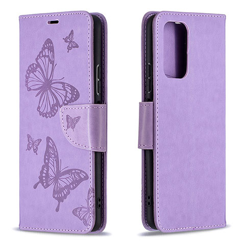 Funda de Cuero Cartera con Soporte Mariposa Carcasa B01F para Xiaomi Redmi Note 10 Pro 4G Purpura Claro