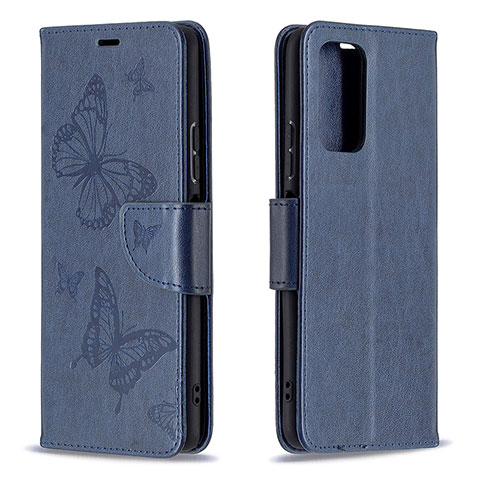 Funda de Cuero Cartera con Soporte Mariposa Carcasa B01F para Xiaomi Redmi Note 10 Pro Max Azul