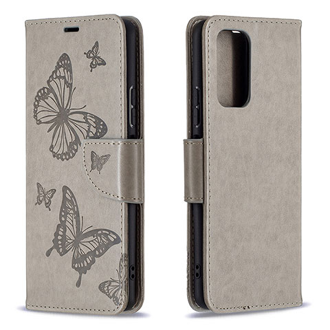 Funda de Cuero Cartera con Soporte Mariposa Carcasa B01F para Xiaomi Redmi Note 10 Pro Max Gris