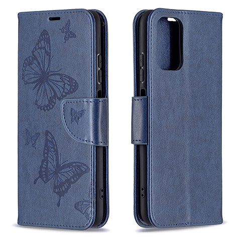 Funda de Cuero Cartera con Soporte Mariposa Carcasa B01F para Xiaomi Redmi Note 10S 4G Azul