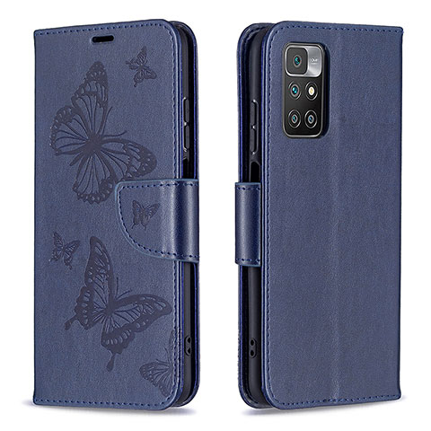 Funda de Cuero Cartera con Soporte Mariposa Carcasa B01F para Xiaomi Redmi Note 11 4G (2021) Azul