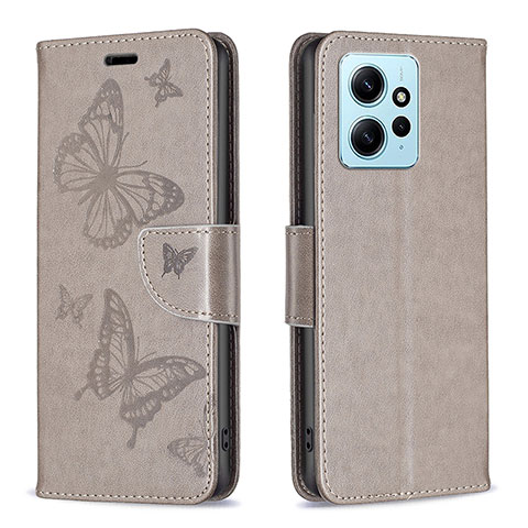 Funda de Cuero Cartera con Soporte Mariposa Carcasa B01F para Xiaomi Redmi Note 12 4G Gris