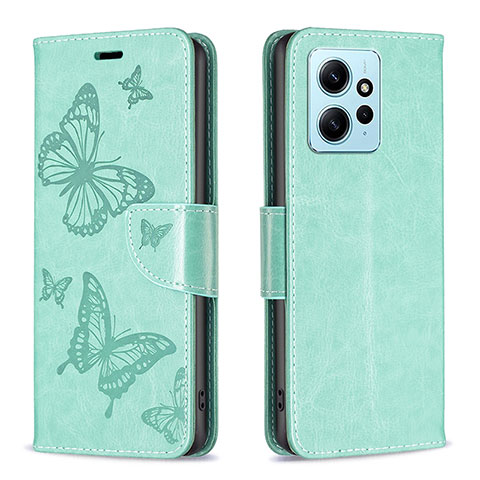 Funda de Cuero Cartera con Soporte Mariposa Carcasa B01F para Xiaomi Redmi Note 12 4G Verde