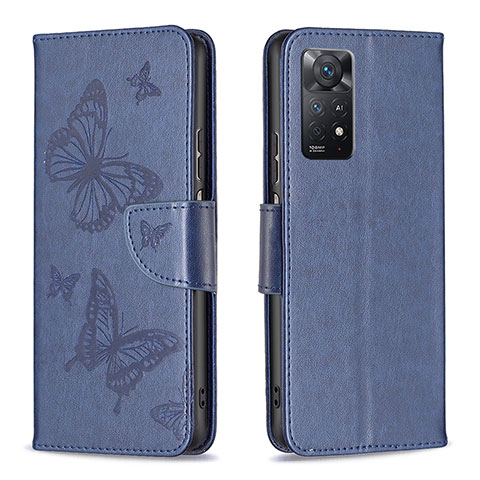 Funda de Cuero Cartera con Soporte Mariposa Carcasa B01F para Xiaomi Redmi Note 12 Pro 4G Azul