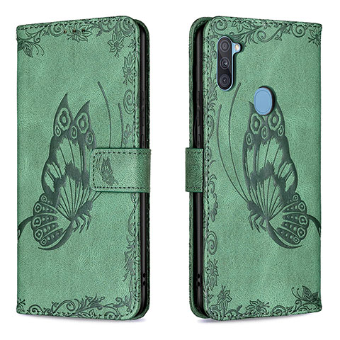 Funda de Cuero Cartera con Soporte Mariposa Carcasa B02F para Samsung Galaxy A11 Verde