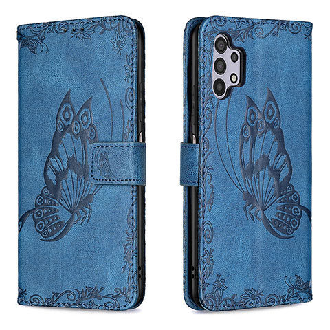 Funda de Cuero Cartera con Soporte Mariposa Carcasa B02F para Samsung Galaxy A32 4G Azul