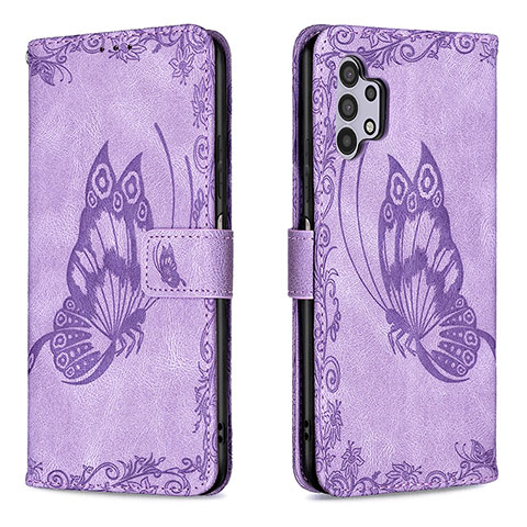 Funda de Cuero Cartera con Soporte Mariposa Carcasa B02F para Samsung Galaxy A32 5G Purpura Claro