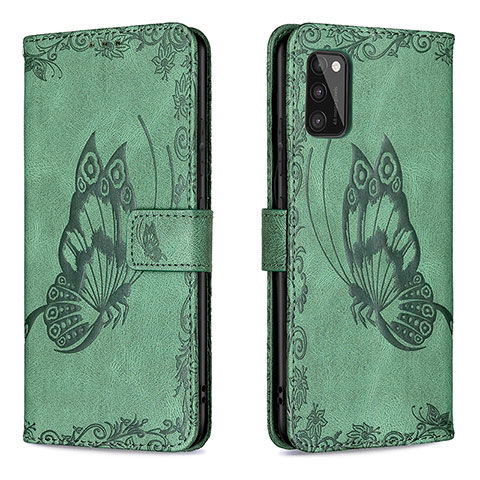 Funda de Cuero Cartera con Soporte Mariposa Carcasa B02F para Samsung Galaxy A41 Verde