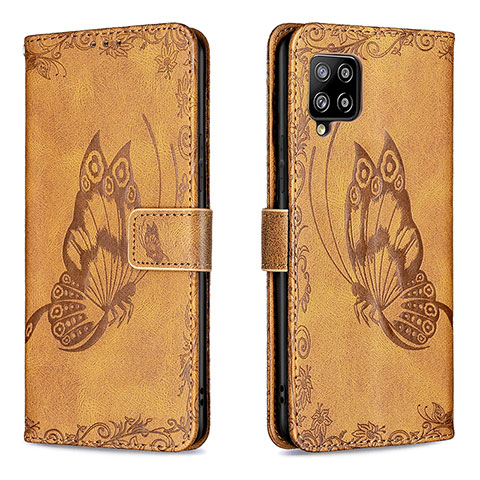 Funda de Cuero Cartera con Soporte Mariposa Carcasa B02F para Samsung Galaxy A42 5G Marron