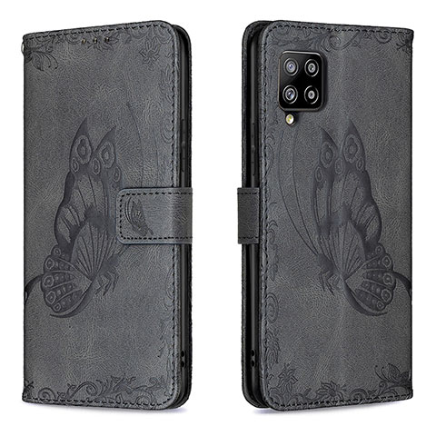 Funda de Cuero Cartera con Soporte Mariposa Carcasa B02F para Samsung Galaxy A42 5G Negro