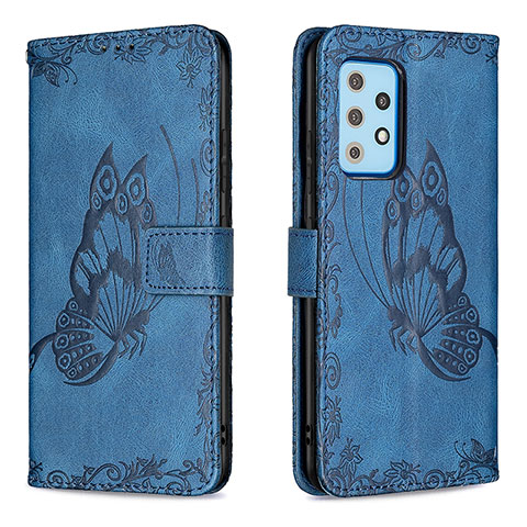 Funda de Cuero Cartera con Soporte Mariposa Carcasa B02F para Samsung Galaxy A52 4G Azul