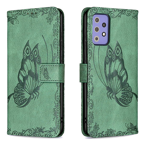 Funda de Cuero Cartera con Soporte Mariposa Carcasa B02F para Samsung Galaxy A72 5G Verde