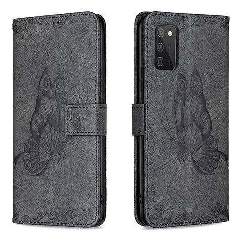 Funda de Cuero Cartera con Soporte Mariposa Carcasa B02F para Samsung Galaxy M02s Negro