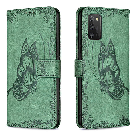 Funda de Cuero Cartera con Soporte Mariposa Carcasa B02F para Samsung Galaxy M02s Verde