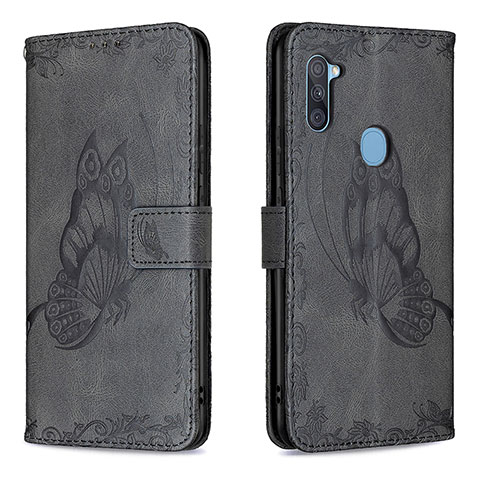 Funda de Cuero Cartera con Soporte Mariposa Carcasa B02F para Samsung Galaxy M11 Negro