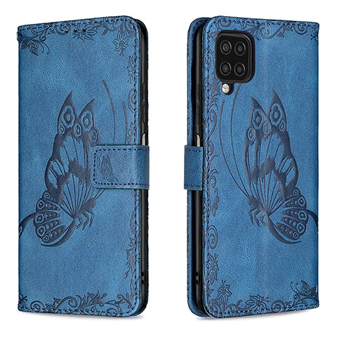 Funda de Cuero Cartera con Soporte Mariposa Carcasa B02F para Samsung Galaxy M12 Azul