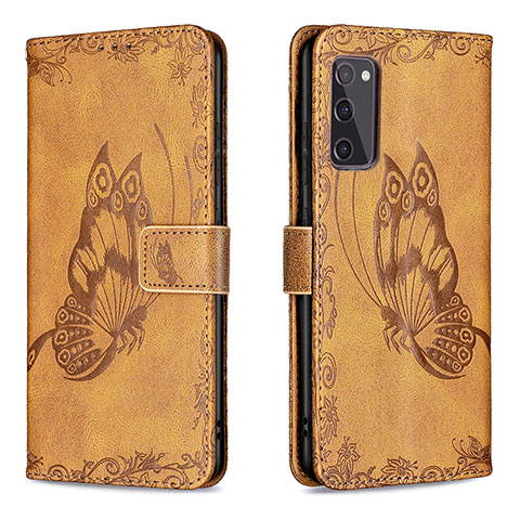 Funda de Cuero Cartera con Soporte Mariposa Carcasa B02F para Samsung Galaxy S20 FE (2022) 5G Marron