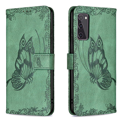 Funda de Cuero Cartera con Soporte Mariposa Carcasa B02F para Samsung Galaxy S20 FE 4G Verde