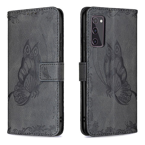 Funda de Cuero Cartera con Soporte Mariposa Carcasa B02F para Samsung Galaxy S20 Lite 5G Negro