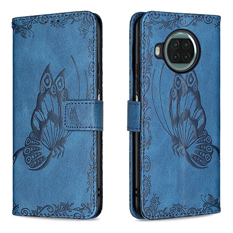 Funda de Cuero Cartera con Soporte Mariposa Carcasa B02F para Xiaomi Mi 10i 5G Azul