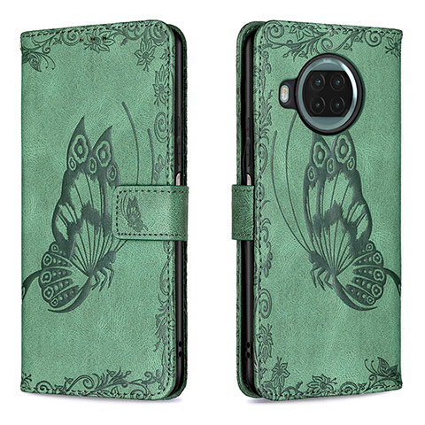 Funda de Cuero Cartera con Soporte Mariposa Carcasa B02F para Xiaomi Mi 10i 5G Verde