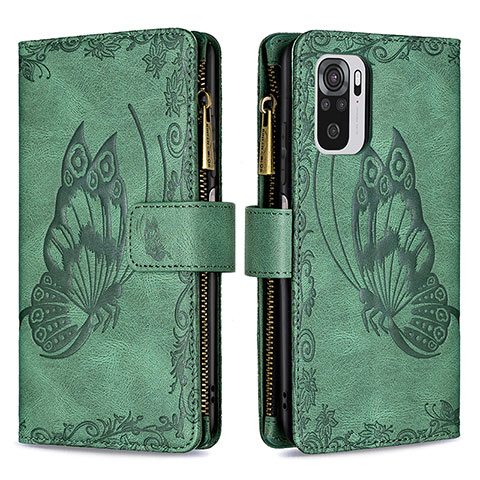 Funda de Cuero Cartera con Soporte Mariposa Carcasa B02F para Xiaomi Poco M5S Verde