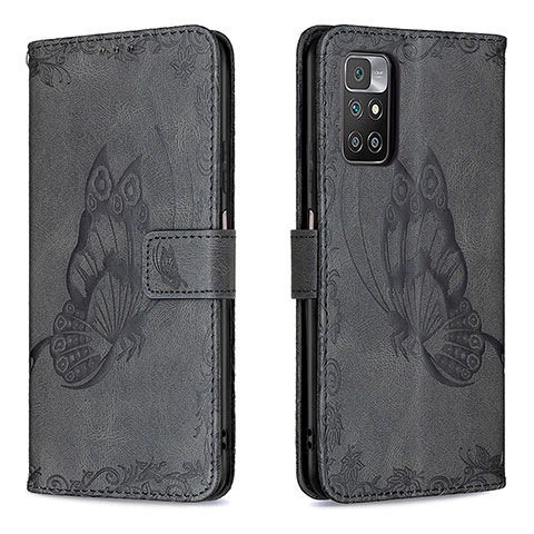 Funda de Cuero Cartera con Soporte Mariposa Carcasa B02F para Xiaomi Redmi 10 (2022) Negro