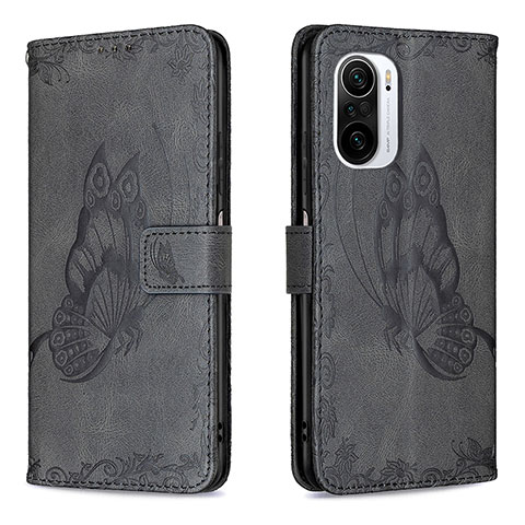 Funda de Cuero Cartera con Soporte Mariposa Carcasa B02F para Xiaomi Redmi K40 Pro+ Plus 5G Negro