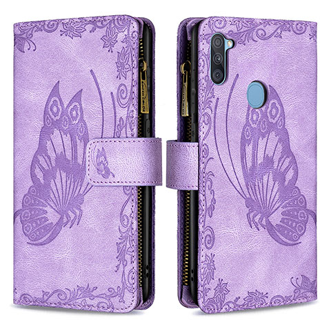 Funda de Cuero Cartera con Soporte Mariposa Carcasa B03F para Samsung Galaxy A11 Purpura Claro