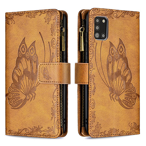 Funda de Cuero Cartera con Soporte Mariposa Carcasa B03F para Samsung Galaxy A31 Marron