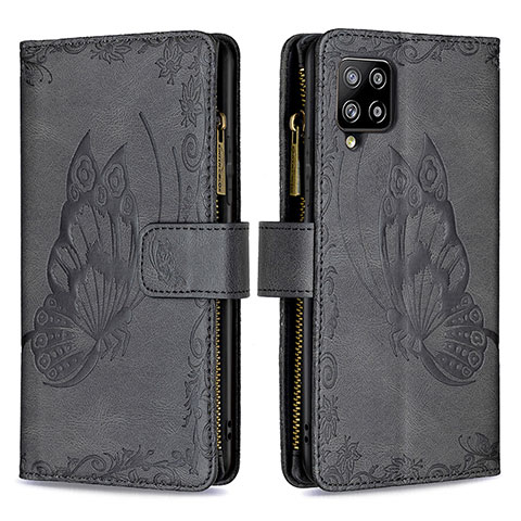 Funda de Cuero Cartera con Soporte Mariposa Carcasa B03F para Samsung Galaxy A42 5G Negro