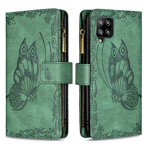 Funda de Cuero Cartera con Soporte Mariposa Carcasa B03F para Samsung Galaxy A42 5G Verde