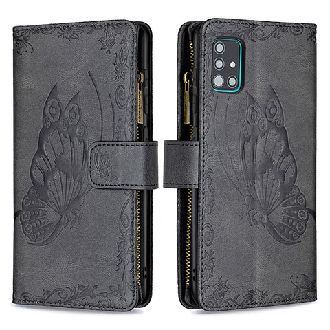 Funda de Cuero Cartera con Soporte Mariposa Carcasa B03F para Samsung Galaxy A51 4G Negro