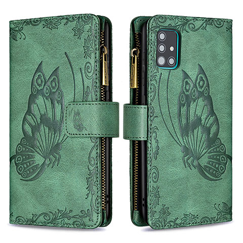 Funda de Cuero Cartera con Soporte Mariposa Carcasa B03F para Samsung Galaxy A51 4G Verde