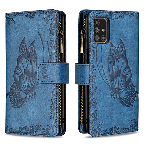 Funda de Cuero Cartera con Soporte Mariposa Carcasa B03F para Samsung Galaxy A71 4G A715 Azul