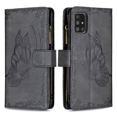 Funda de Cuero Cartera con Soporte Mariposa Carcasa B03F para Samsung Galaxy A71 4G A715 Negro