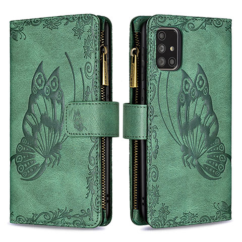 Funda de Cuero Cartera con Soporte Mariposa Carcasa B03F para Samsung Galaxy A71 5G Verde