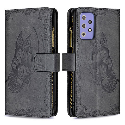 Funda de Cuero Cartera con Soporte Mariposa Carcasa B03F para Samsung Galaxy A72 4G Negro